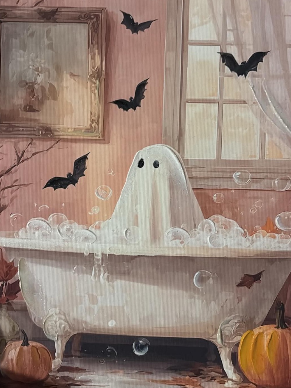 Ghost in Bat-Filled Bubble Bath Wall Art